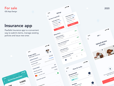 🐶 Insurance App billings claims compensation dailyui forsale insurance insurance app insurtech policies policy uxdesign