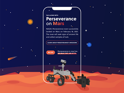 Mars Landing 2021 design flat illustration justforfun space ui vector