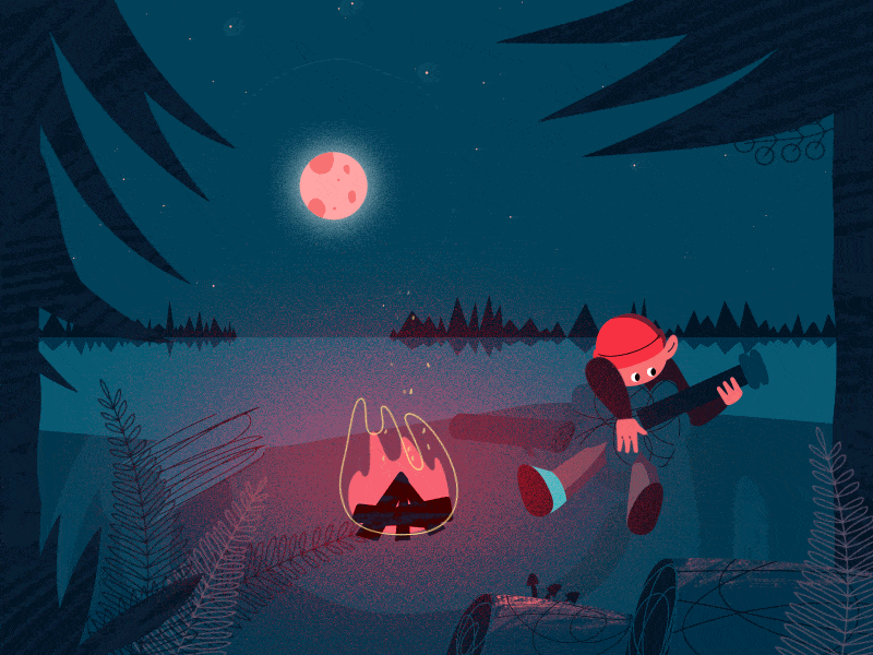 Animation Practice_Camping & Campfire aftereffects animation gif vector