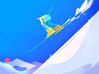 Skiing illustration vector art visual