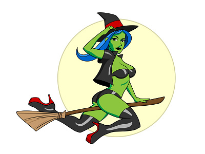 Full Moon Witch adobe illustrator animation cartoon cartoon art comic art digital art vector art witch