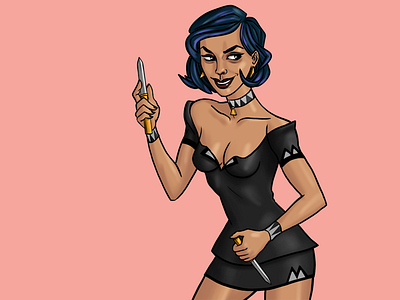 Draw This In Your Style, Max Grecke cartoon characterdesign comic comicart digitalart digitalillustration drawing drawthisinyourstyle femmefatale knives procreate