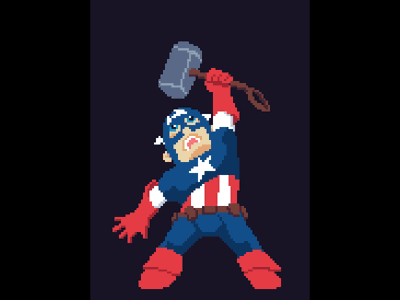 Captain America & Mjolnir animated gif animation avengers captain america cartoon gif gifanimation infinitywar marvel marvelcomics mjolnir pixaki thor