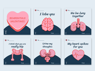Punny BoardVitals Valentine's Cards adobe illustrator board review boardvitals conversation hearts illustrator medical punny puns valentines