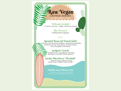 Dinner Series Menu Design - Raw + Vegan illustrator menu design photoshop print design
