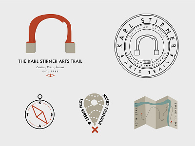 Logos and Emblems - Karl Stirner Arts Trail arts trail camp designs compass east coast easton emblems icons illustration illustrator karl stirner location logos maps pennslyvania print design trail design