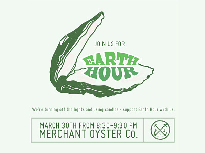 Earth Hour <3 celebrate earth earth day earth hour green green earth illustrator lawrenceville merchany oyster co mother earth nature oyster oyster bar pgh pittsburgh retro typography