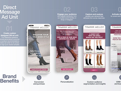 Ad Product Deck ad unit adobe illustrator branded content deck deck design illustrator phone mock up pitch deck social media ad tamara mellon ui design ux design