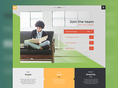 Website Concept bold careers desktop simple ui