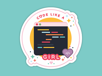 Code Like a Girl code cute development feminism rebound sparkles sticker