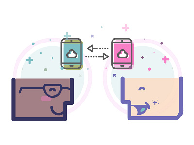 Remi Illustration Exploration cloud connected connection illustration people icons remi sparkles sync therapy vector