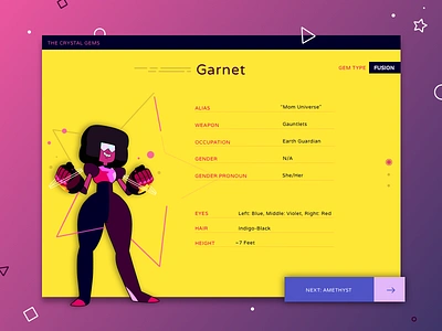 Daily UI #006 User Profile cartoon network crystal gems daily ui daily ui 006 garnet gems profile steven universe user profile