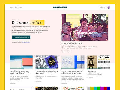 Kickstarter + You landing page results ui