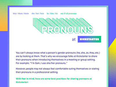 Pronouns flyer gender in progress kickstarter pronouns
