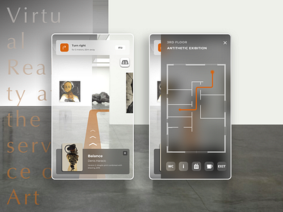 ARSEUM - Augmented reality museum navigation app app art augmented reality augmentedreality floor plan indoor minimal mobile modern museum navigation ui