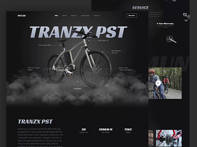 Bike Landing Page animation bicycle bike clean dark dark mode dark theme landing page minimal sport ui designs uidesign web design