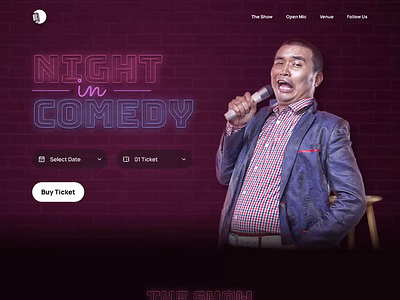 Night in Comedy - Comedy Club Landing Page animation comedy club comedy landing page dark mode night club ui design ui ux website website design