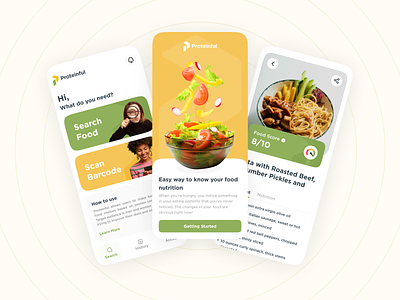 Proteinful - Nutrition Scanner App app design diet diet app food app food healthy gym health app healthy app mobile design moble nutrition protein scan app scanner ui design