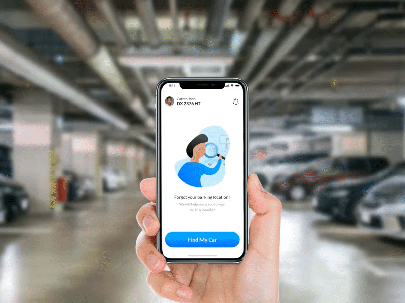 Parking App Interaction adobexd android app android app design android application ar augmented reality auto animate auto animate dailyuichallenge illustration interactin design interaction interaction app madewithadobexd micro interaction motion app parking app searching app ui ui app