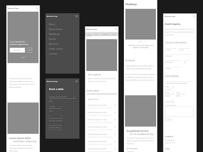 The Ridge | Mobile Wireframe design mobile responsive design restaurant ui user interface web web design website wireframe