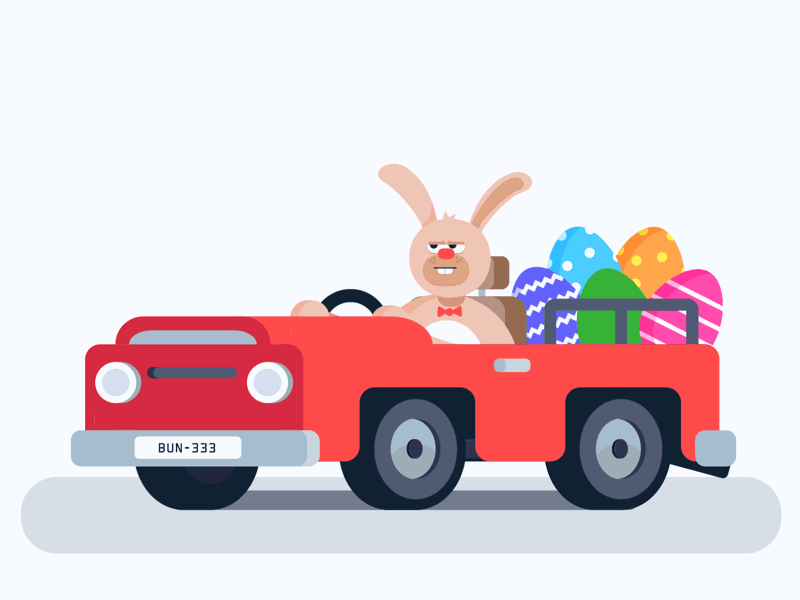 Easter Delivery animation bunny car easter easter bunny easter eggs illustration rabbit