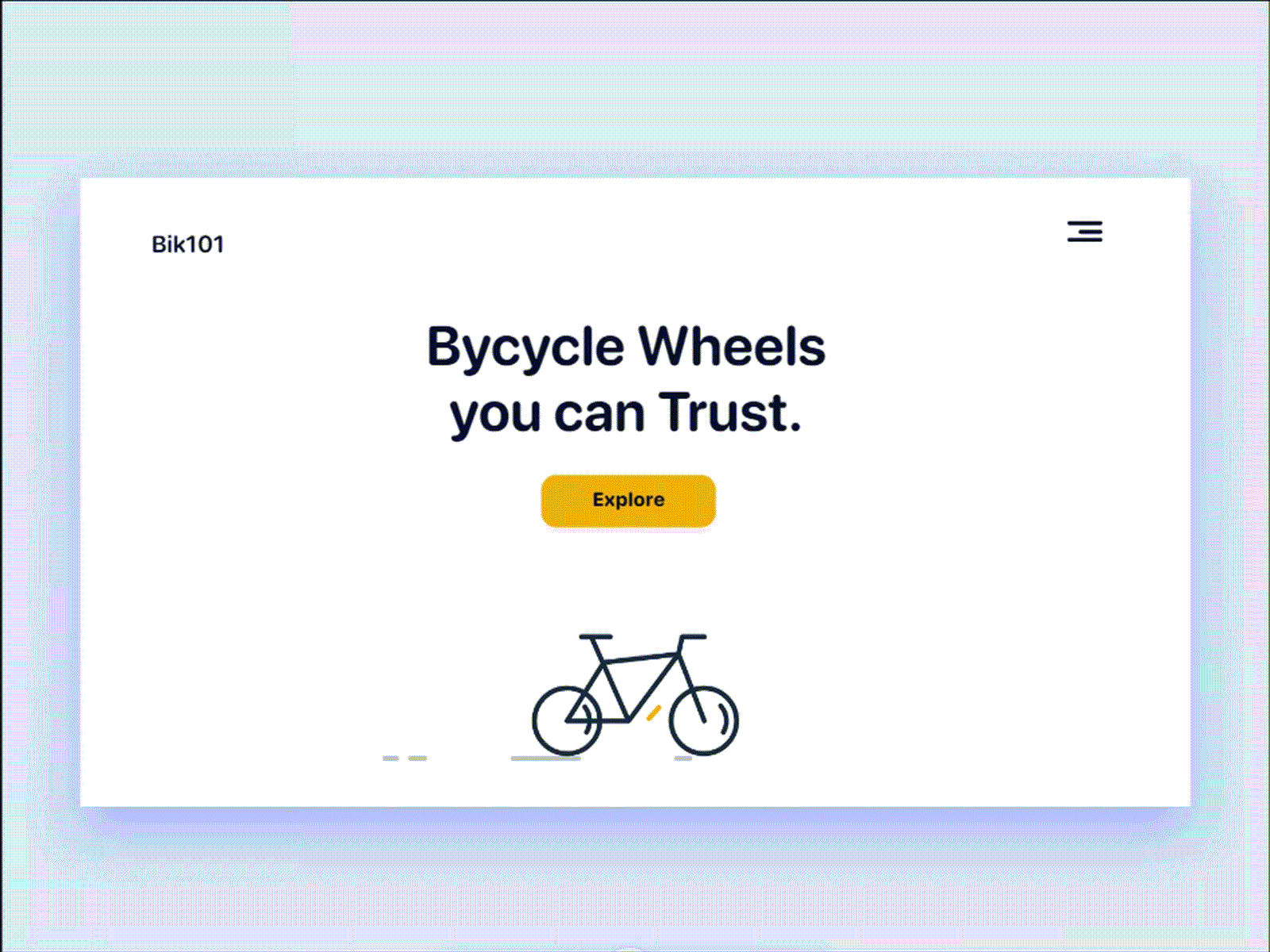 Bicycle web ui aftereffect animation button color designthinking gif graphicdesign header illustration landingpage minimal motion motion design prototype ui uiux userinterface ux webdesign website design