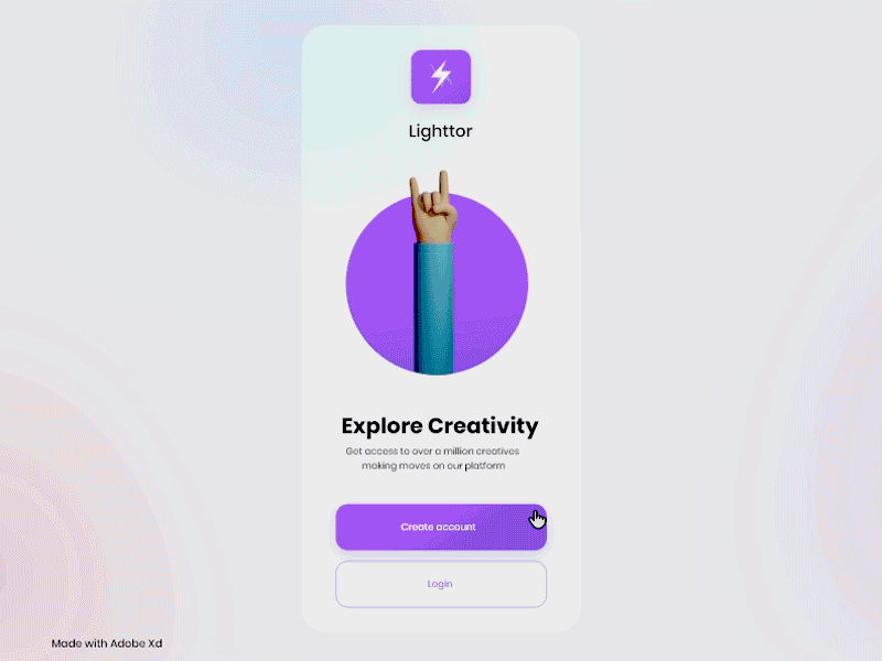Lightoor Sign up page adobexd animation app design color cuberto designthinking minimal productdesign products prototyping ui uiux ux