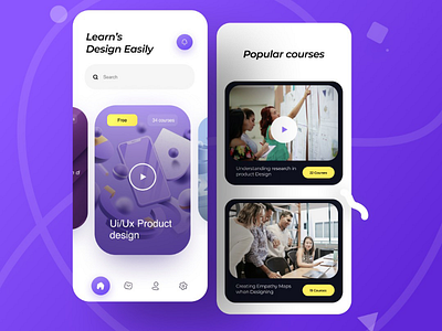 Tutorial ui ux design 3d app design color icons illustration learn product purple tutorial website