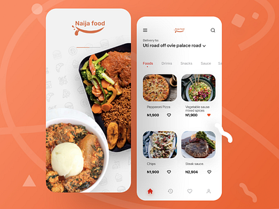 Food app Ui app colorful food orange product. simple ui ux webdesign