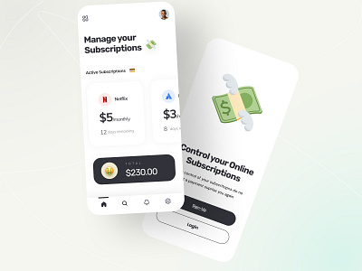 Subscription Management app app design clean ui cuberto designthinking fireartstudio minimal orix agency simple sketch subscription