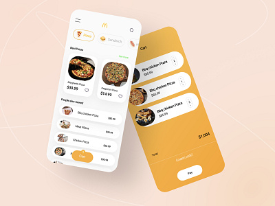 Food ordering App app design cart clean ui food food and drink food illustration minimal order uiux userinterface webdesign