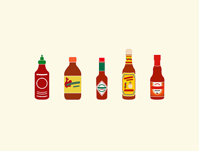 Hot Sauces cholula cooking digital food hot hot sauce illustration red red hot chili peppers sauce siracha spicy tabasco valentina vector