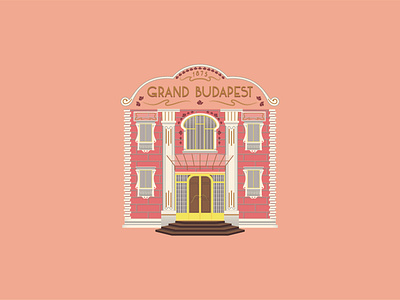 Grand Budapest Hotel architecture building grand budapest hotel graphic design illustration movie pastel pink wes anderson