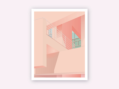 Pink Building architecture building digital drawing facade graphic design illustration pink vector