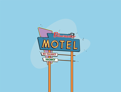 Bluewater Motel sign colors design digital drawing driving graphic design hotel illustration lights motel motel sign neon sign sign usa vector