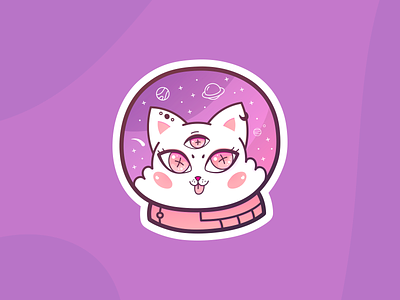 Love in space astronaut cat love pink space sticker