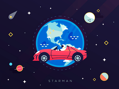Starman astronaut car earth roadster space starman tesla vector