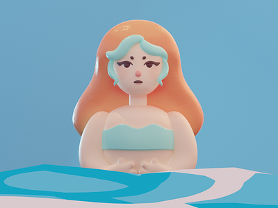 Mermay 3d 3d model blue cute girl mermaid mermay ocean