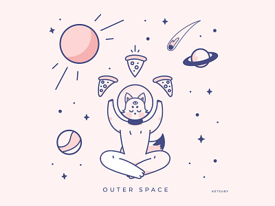 Outer space cat galaxy illustration outer space pink pizza space vector