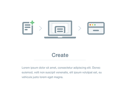 New Feature blue create feature flat icon illustration simple steps text