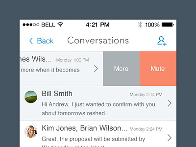 iOS Conversations app conversation design edit interaction design ios menu mobile mute ui user experience ux