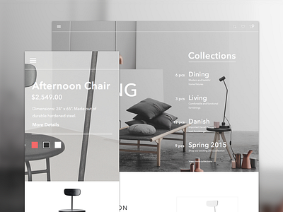 Index + Mobile Product Pages editorial flat magazine minimal mobile navigation shop theme ui