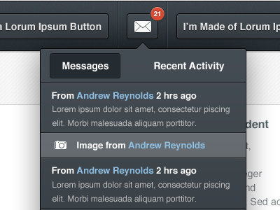 Dropdown button drop down icon mail menu notification notifications ui