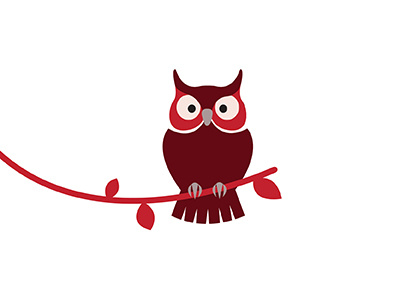 Owl Illustration (freelance) color design illustration owl red school simple tree vector