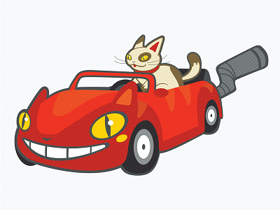 Go Go Gato! car cat cat vertible convertible gato illustration illustrator vector