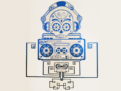 Ancient Robotic Rhythm illustration retro print design screen print traditional