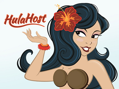 Hula Host Site mascot & Logo character design vector hula girl logo illustrator mascot