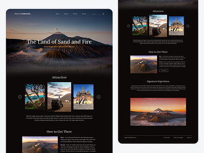 Discover Indonesia - Travel Page bromo clean design exploration landing mount bromo mountain tour tourism travel ui ui ux ui concept ui design ui exploration user interface user interface design web web design website