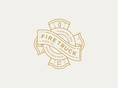 Fire Truck Pizza Co. branding crest cross graphics line art line illustration logo maltese cross shield