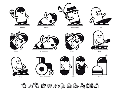 Watersports pictograms graphic design icons illustration pictograms watersports
